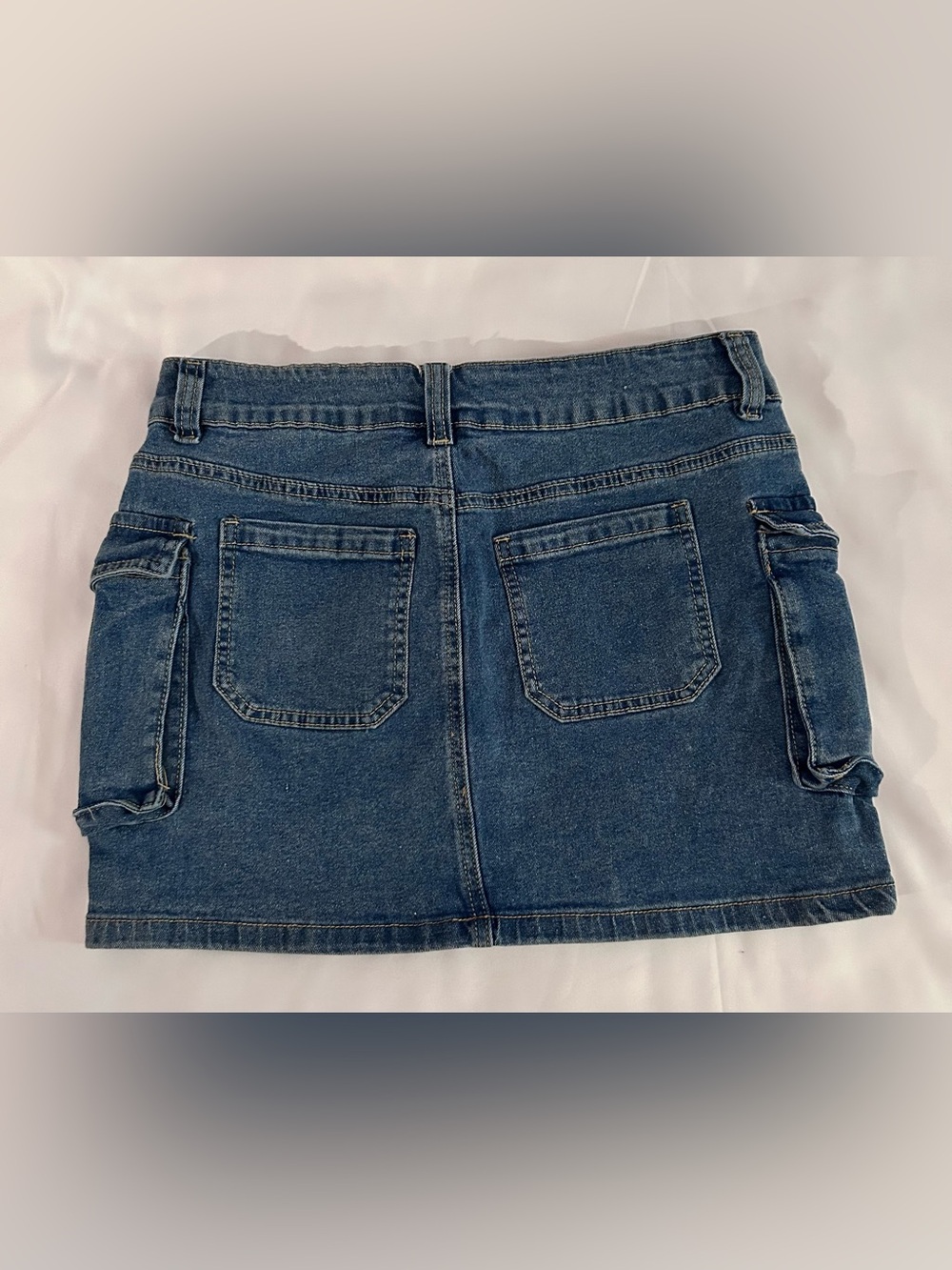 Dark Wash Denim Cargo Mini Skirt Y2K Look Size Large - Picture 6 of 6